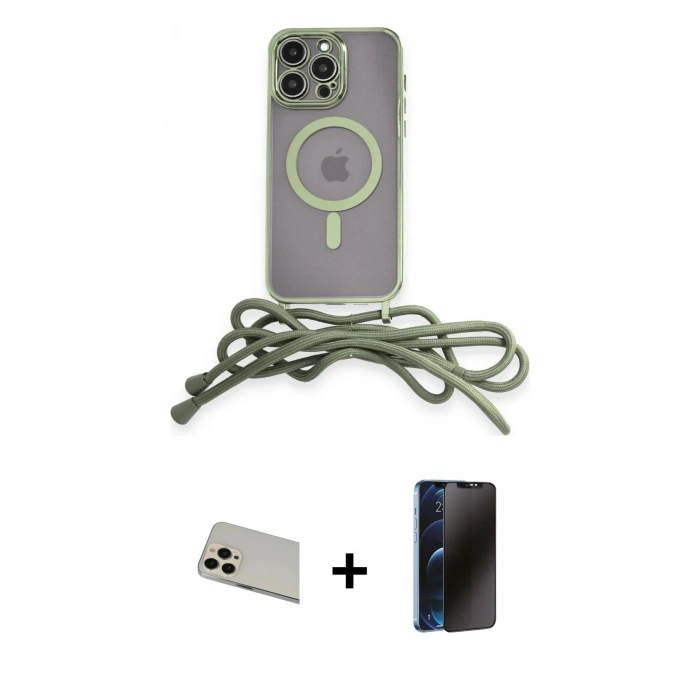 MARSİLYAN™- iPhone 13 Pro Max Kılıf Eksen Özel Seri - Siyah 3D Antistatik Hayalet Cam Ekran Koruyucu + Rainbow Kamera Lens Koruma Cam - REGD