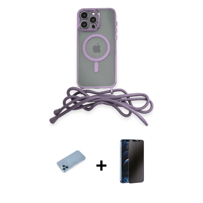 MARSİLYAN™- iPhone 13 Pro Max Kılıf Eksen Özel Seri - Siyah 3D Antistatik Hayalet Cam Ekran Koruyucu + Shine Kamera Lens Koruma Cam - MI