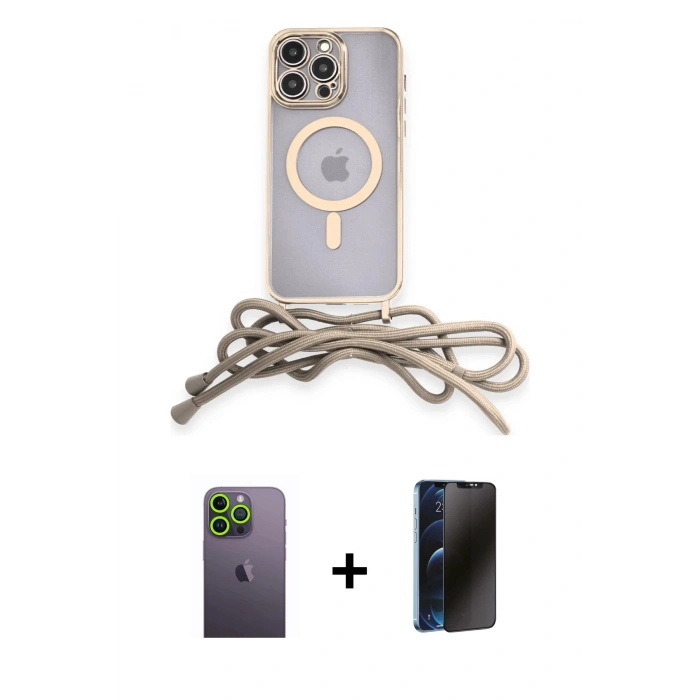 MARSİLYAN™- iPhone 13 Pro Max Kılıf Eksen Özel Seri - Siyah 3D Antistatik Hayalet Cam Ekran Koruyucu + Neon Fosforlu Kamera Lens - YL