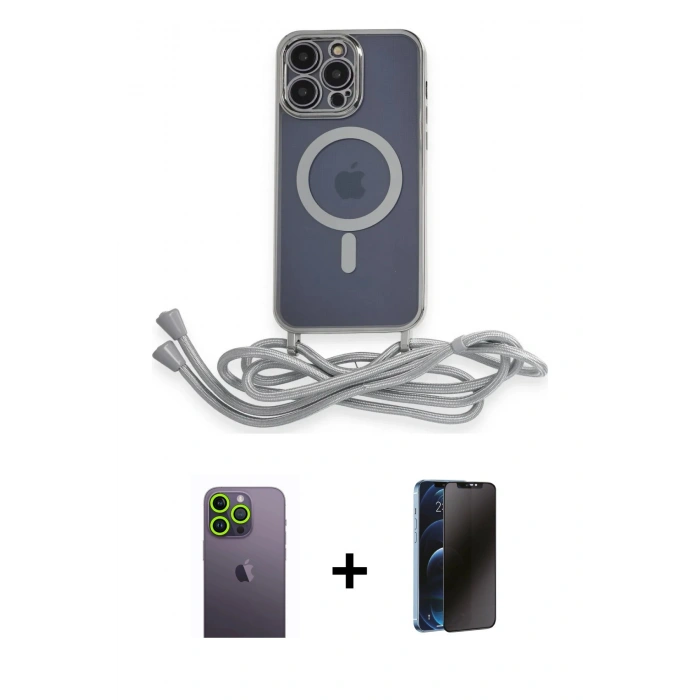 MARSİLYAN™- iPhone 13 Pro Max Kılıf Eksen Özel Seri - Siyah 3D Antistatik Hayalet Cam Ekran Koruyucu + Neon Fosforlu Kamera Lens - YL
