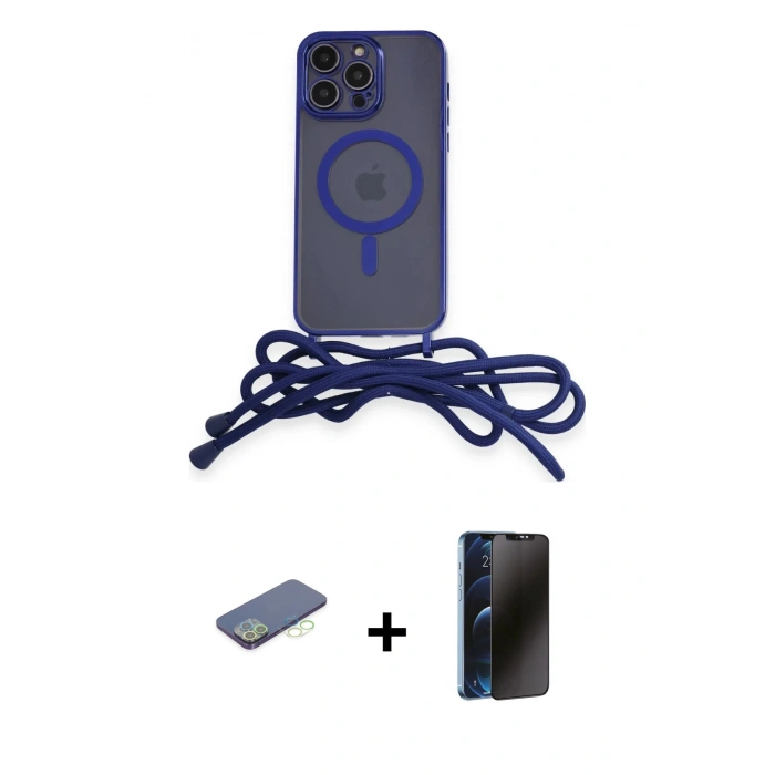 MARSİLYAN™- iPhone 13 Pro Max Kılıf Eksen Özel Seri - Siyah 3D Antistatik Hayalet Cam Ekran Koruyucu + Renkli Kamera Lens Koruma Cam - YL