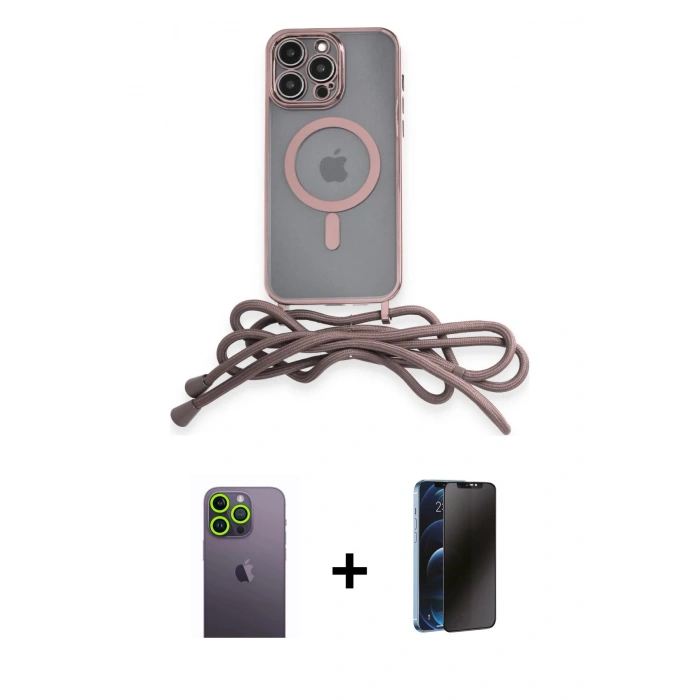 MARSİLYAN™- iPhone 13 Pro Max Kılıf Eksen Özel Seri - Siyah 3D Antistatik Hayalet Cam Ekran Koruyucu + Neon Fosforlu Kamera Lens - YL