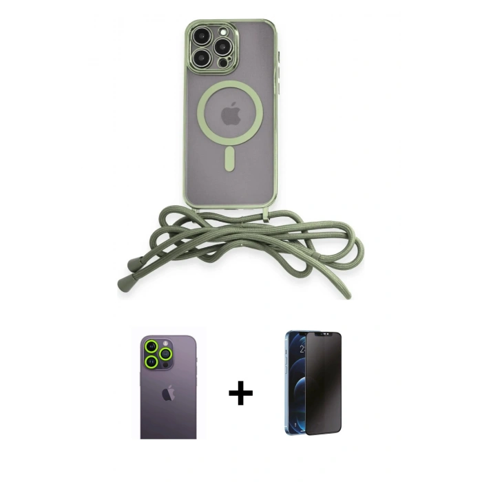 MARSİLYAN™- iPhone 13 Pro Max Kılıf Eksen Özel Seri - Siyah 3D Antistatik Hayalet Cam Ekran Koruyucu + Neon Fosforlu Kamera Lens - YL
