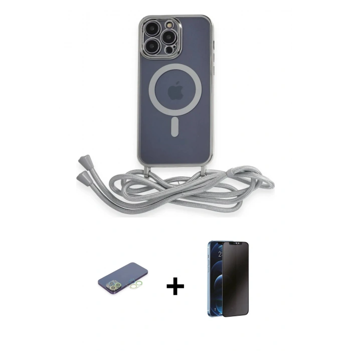 MARSİLYAN™- iPhone 13 Pro Max Kılıf Eksen Özel Seri - Siyah 3D Antistatik Hayalet Cam Ekran Koruyucu + Renkli Kamera Lens Koruma Cam - YL