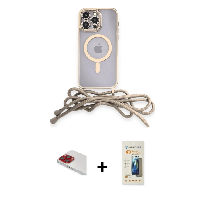 MARSİLYAN™- iPhone 13 Pro Max Kılıf Eksen Özel Seri - Siyah 6D Mat Seramik Hayalet Nano Ekran Koruyucu + Pers Alüminyum Kamera Lens - KI