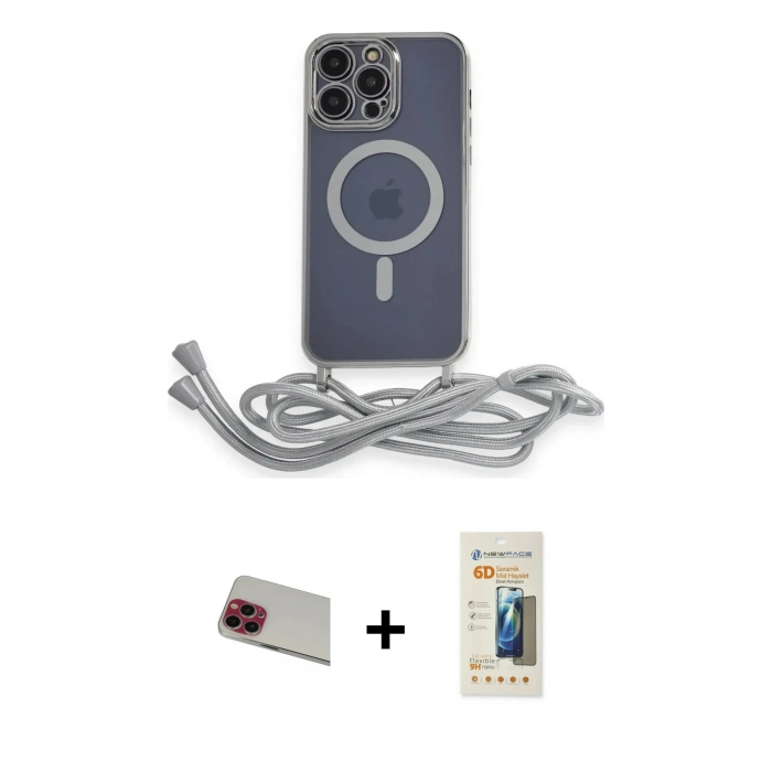 MARSİLYAN™- iPhone 13 Pro Max Kılıf Eksen Özel Seri - Siyah 6D Mat Seramik Hayalet Nano Ekran Koruyucu + Rainbow Kamera Lens Koruma Cam - KI
