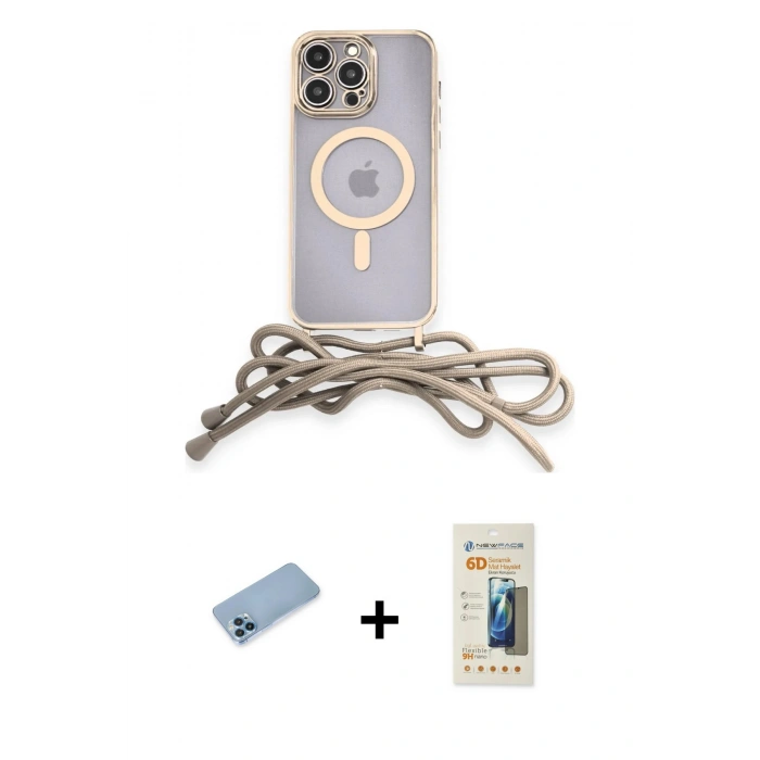 MARSİLYAN™- iPhone 13 Pro Max Kılıf Eksen Özel Seri - Siyah 6D Mat Seramik Hayalet Nano Ekran Koruyucu + Mavi Shine Kamera Lens Koruma Cam