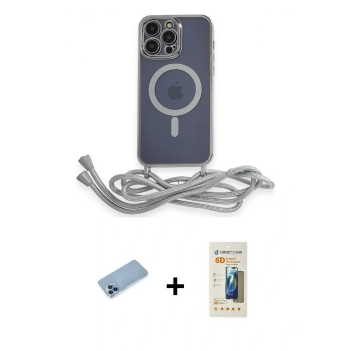 MARSİLYAN™- iPhone 13 Pro Max Kılıf Eksen Özel Seri - Siyah 6D Mat Seramik Hayalet Nano Ekran Koruyucu + Mavi Shine Kamera Lens Koruma Cam