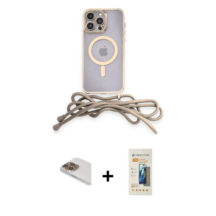 MARSİLYAN™- iPhone 13 Pro Max Kılıf Eksen Özel Seri - Siyah 6D Mat Seramik Hayalet Nano Ekran Koruyucu + Pers Alüminyum Kamera Lens - GD
