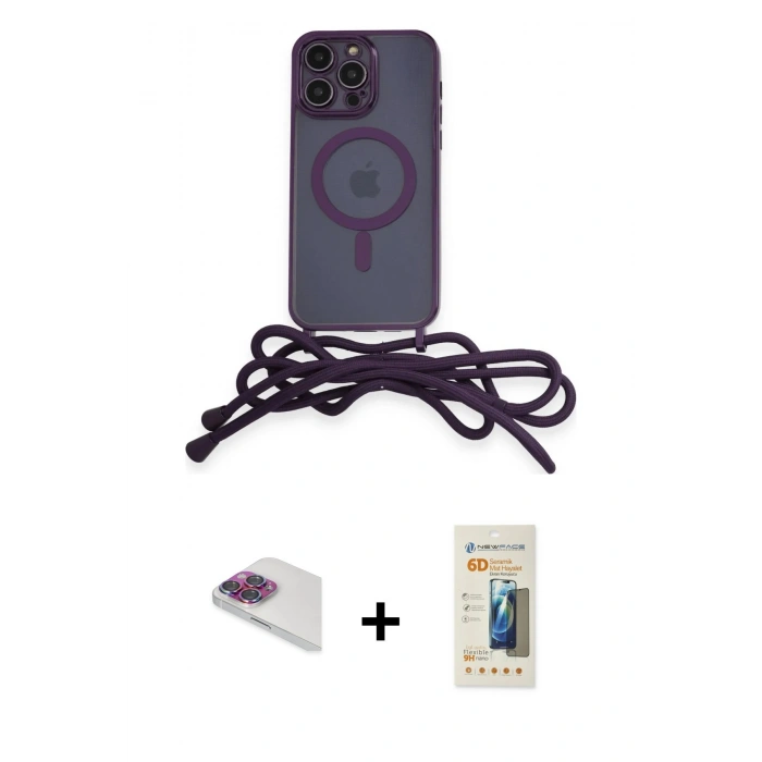 MARSİLYAN™- iPhone 13 Pro Max Kılıf Eksen Özel Seri - Siyah 6D Mat Seramik Hayalet Nano Ekran Koruyucu + Pers Alüminyum Kamera Lens - GI
