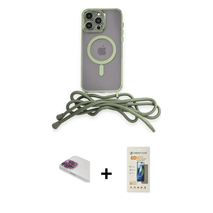 MARSİLYAN™- iPhone 13 Pro Max Kılıf Eksen Özel Seri - Siyah 6D Mat Seramik Hayalet Nano Ekran Koruyucu + Pers Alüminyum Kamera Lens - GI
