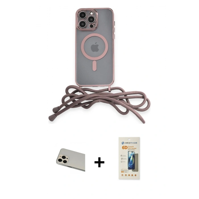 MARSİLYAN™- iPhone 13 Pro Max Kılıf Eksen Özel Seri - Siyah 6D Mat Seramik Hayalet Nano Ekran Koruyucu + Rainbow Kamera Lens Koruma Cam - REGD