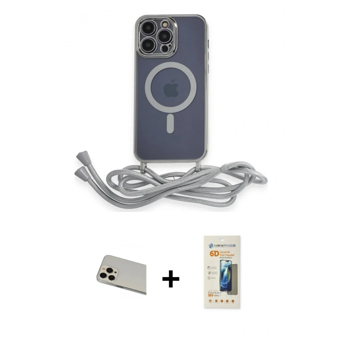 MARSİLYAN™- iPhone 13 Pro Max Kılıf Eksen Özel Seri - Siyah 6D Mat Seramik Hayalet Nano Ekran Koruyucu + Rainbow Kamera Lens Koruma Cam - REGD