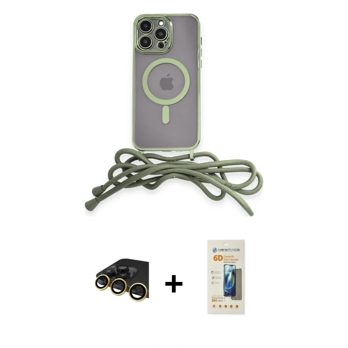 MARSİLYAN™- iPhone 13 Pro Max Kılıf Eksen Özel Seri - Siyah 6D Mat Seramik Hayalet Nano Ekran Koruyucu + Raze Metal Kamera Lens - GD