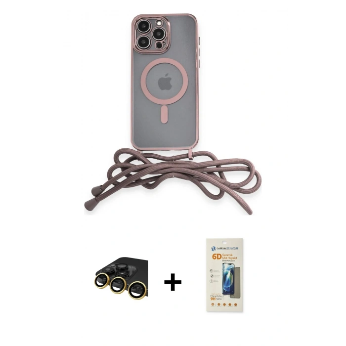 MARSİLYAN™- iPhone 13 Pro Max Kılıf Eksen Özel Seri - Siyah 6D Mat Seramik Hayalet Nano Ekran Koruyucu + Raze Metal Kamera Lens - GD