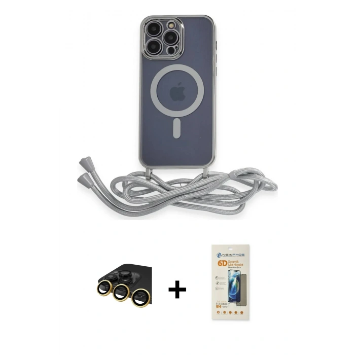 MARSİLYAN™- iPhone 13 Pro Max Kılıf Eksen Özel Seri - Siyah 6D Mat Seramik Hayalet Nano Ekran Koruyucu + Raze Metal Kamera Lens - GD