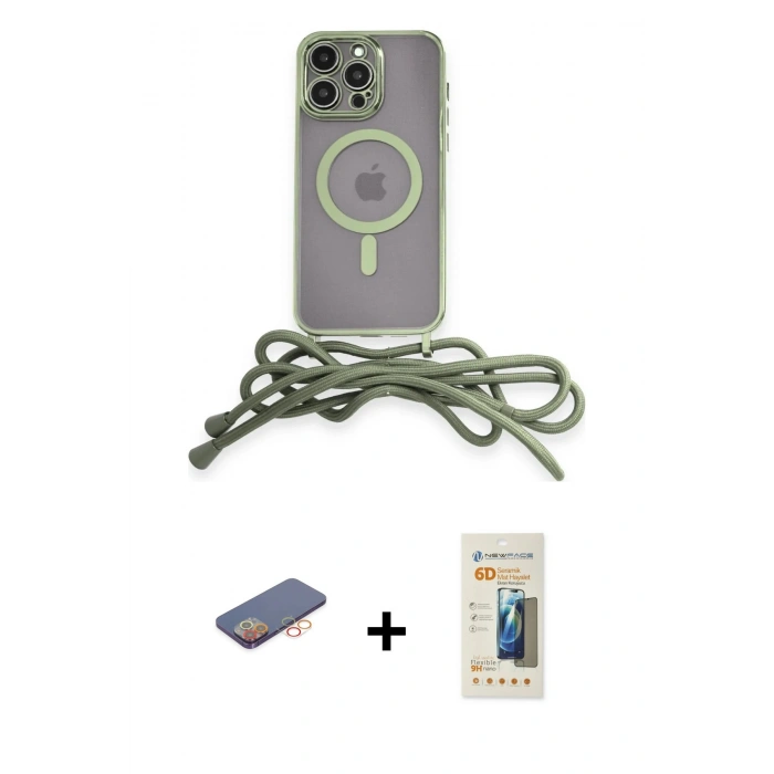 MARSİLYAN™- iPhone 13 Pro Max Kılıf Eksen Özel Seri - Siyah 6D Mat Seramik Hayalet Nano Ekran Koruyucu + Renkli Kamera Lens Koruma Cam - TU