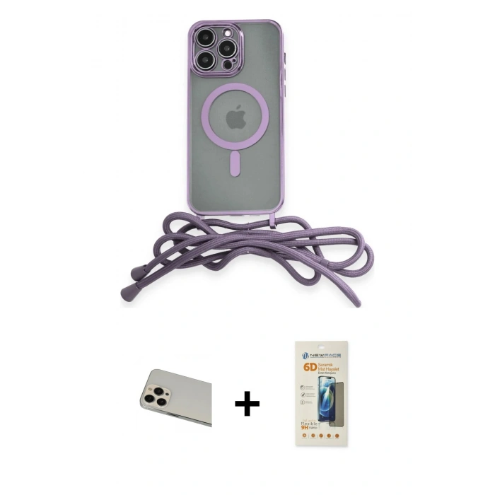 MARSİLYAN™- iPhone 13 Pro Max Kılıf Eksen Özel Seri - Siyah 6D Mat Seramik Hayalet Nano Ekran Koruyucu + Rainbow Kamera Lens Koruma Cam - REGD