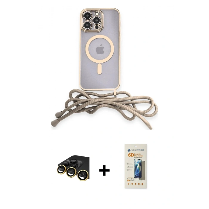 MARSİLYAN™- iPhone 13 Pro Max Kılıf Eksen Özel Seri - Siyah 6D Mat Seramik Hayalet Nano Ekran Koruyucu + Raze Metal Kamera Lens - GD