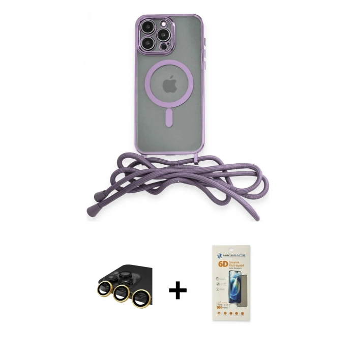 MARSİLYAN™- iPhone 13 Pro Max Kılıf Eksen Özel Seri - Siyah 6D Mat Seramik Hayalet Nano Ekran Koruyucu + Raze Metal Kamera Lens - GD