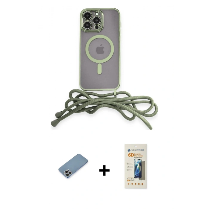 MARSİLYAN™- iPhone 13 Pro Max Kılıf Eksen Özel Seri - Siyah 6D Mat Seramik Hayalet Nano Ekran Koruyucu + Shine Kamera Lens Koruma Cam - GI