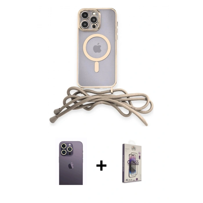 MARSİLYAN™- iPhone 13 Pro Max Kılıf Eksen Özel Seri - Siyah Bilvis 3D Cam Ekran Koruyucu + Beyaz Neon Fosforlu Kamera Lens