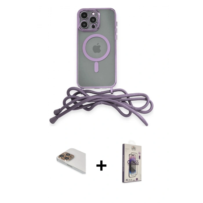 MARSİLYAN™- iPhone 13 Pro Max Kılıf Eksen Özel Seri - Siyah Bilvis 3D Cam Ekran Koruyucu + Pers Alüminyum Kamera Lens - GD