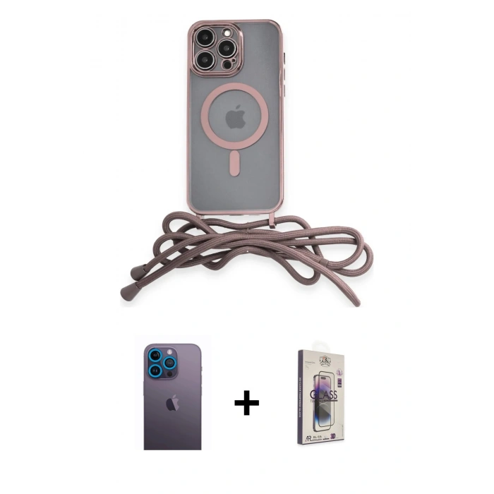 MARSİLYAN™- iPhone 13 Pro Max Kılıf Eksen Özel Seri - Siyah Bilvis 3D Cam Ekran Koruyucu + Neon Fosforlu Kamera Lens - MI