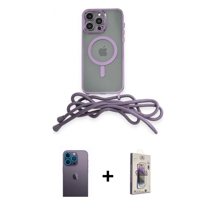 MARSİLYAN™- iPhone 13 Pro Max Kılıf Eksen Özel Seri - Siyah Bilvis 3D Cam Ekran Koruyucu + Neon Fosforlu Kamera Lens - MI