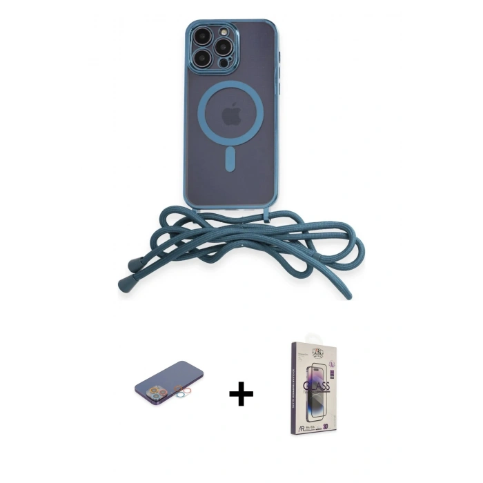 MARSİLYAN™- iPhone 13 Pro Max Kılıf Eksen Özel Seri - Siyah Bilvis 3D Cam Ekran Koruyucu + Renkli Kamera Lens Koruma Cam - PE