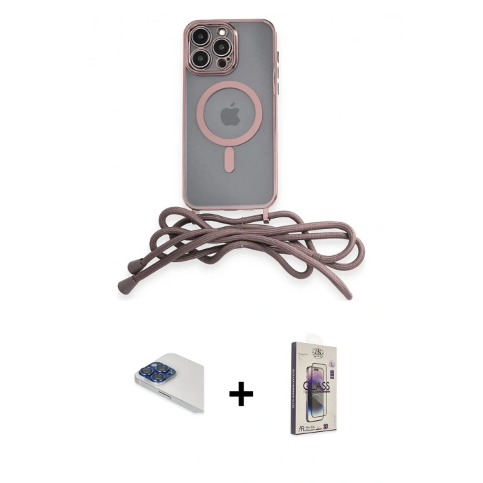 MARSİLYAN™- iPhone 13 Pro Max Kılıf Eksen Özel Seri - Siyah Bilvis 3D Cam Ekran Koruyucu + Pers Alüminyum Kamera Lens - LT
