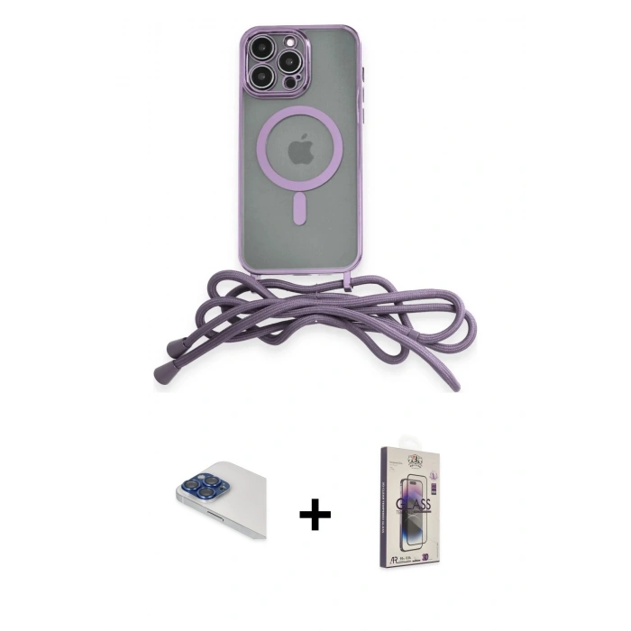 MARSİLYAN™- iPhone 13 Pro Max Kılıf Eksen Özel Seri - Siyah Bilvis 3D Cam Ekran Koruyucu + Pers Alüminyum Kamera Lens - LT