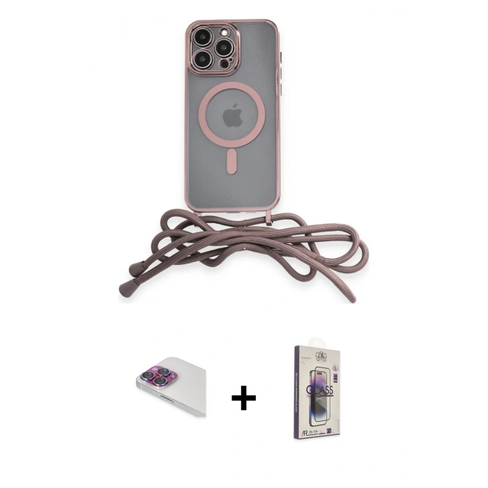 MARSİLYAN™- iPhone 13 Pro Max Kılıf Eksen Özel Seri - Siyah Bilvis 3D Cam Ekran Koruyucu + Pers Alüminyum Kamera Lens - GI