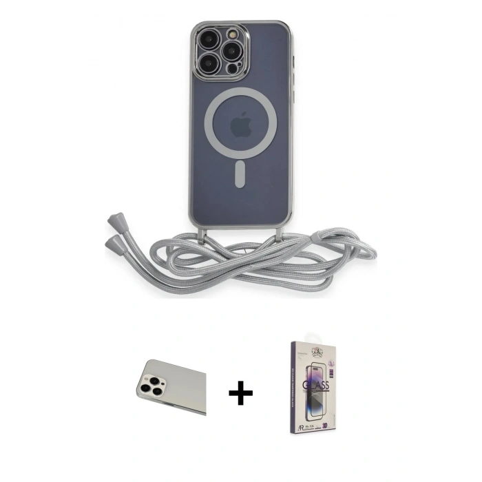 MARSİLYAN™- iPhone 13 Pro Max Kılıf Eksen Özel Seri - Siyah Bilvis 3D Cam Ekran Koruyucu + Rainbow Kamera Lens Koruma Cam - BZ