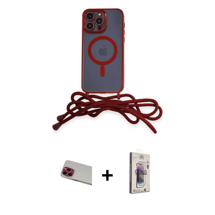MARSİLYAN™- iPhone 13 Pro Max Kılıf Eksen Özel Seri - Siyah Bilvis 3D Cam Ekran Koruyucu + Rainbow Kamera Lens Koruma Cam - KI
