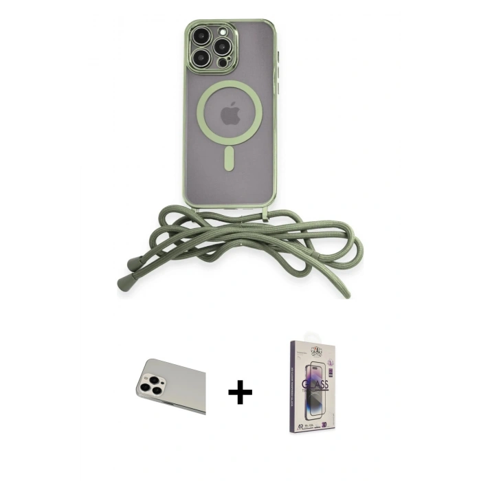 MARSİLYAN™- iPhone 13 Pro Max Kılıf Eksen Özel Seri - Siyah Bilvis 3D Cam Ekran Koruyucu + Rainbow Kamera Lens Koruma Cam - BZ