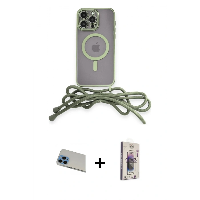 MARSİLYAN™- iPhone 13 Pro Max Kılıf Eksen Özel Seri - Siyah Bilvis 3D Cam Ekran Koruyucu + Rainbow Kamera Lens Koruma Cam - MI