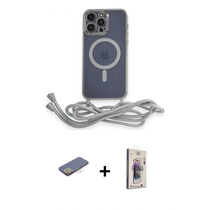 MARSİLYAN™- iPhone 13 Pro Max Kılıf Eksen Özel Seri - Siyah Bilvis 3D Cam Ekran Koruyucu + Renkli Kamera Lens Koruma Cam - SI