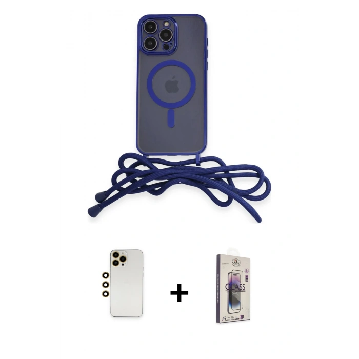 MARSİLYAN™- iPhone 13 Pro Max Kılıf Eksen Özel Seri - Siyah Bilvis 3D Cam Ekran Koruyucu + Shine Kamera Lens - GD