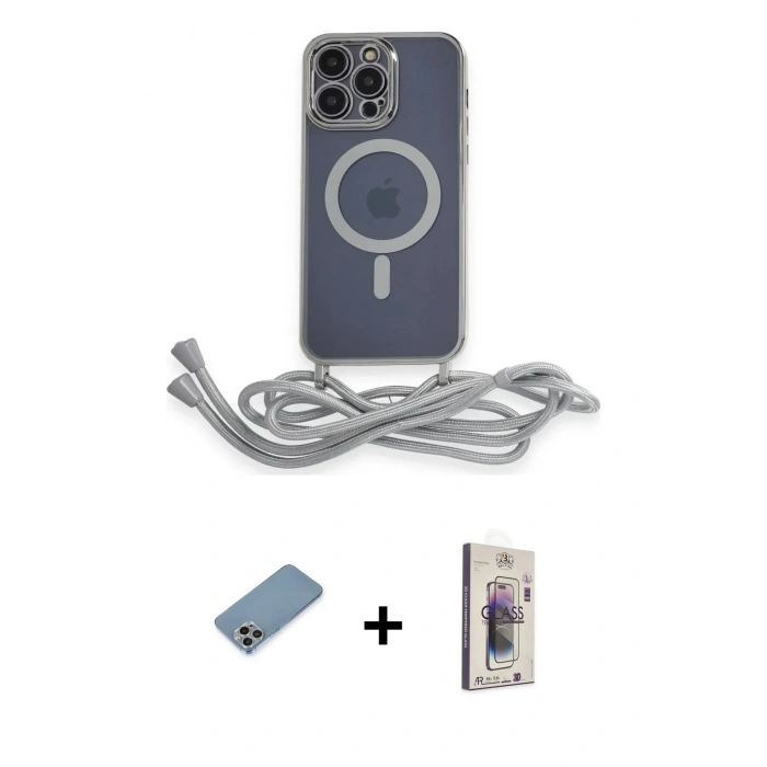 MARSİLYAN™- iPhone 13 Pro Max Kılıf Eksen Özel Seri - Siyah Bilvis 3D Cam Ekran Koruyucu + Shine Kamera Lens Koruma Cam - GI