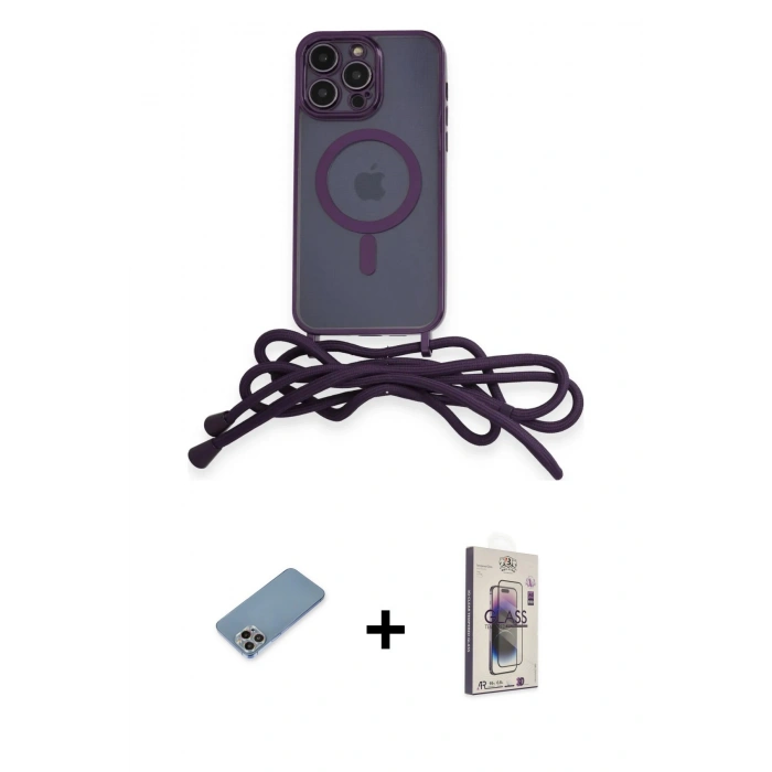 MARSİLYAN™- iPhone 13 Pro Max Kılıf Eksen Özel Seri - Siyah Bilvis 3D Cam Ekran Koruyucu + Shine Kamera Lens Koruma Cam - GI