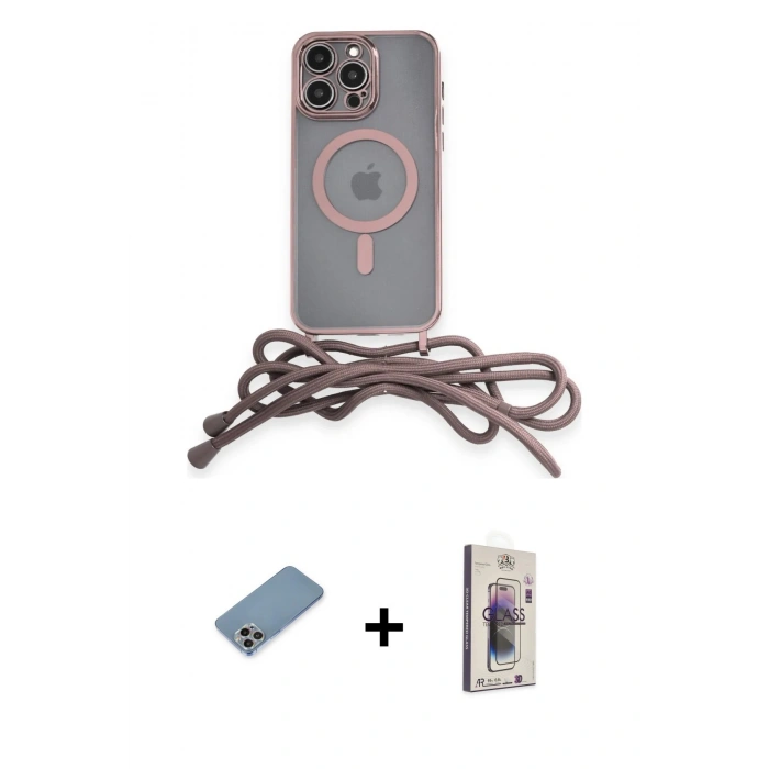 MARSİLYAN™- iPhone 13 Pro Max Kılıf Eksen Özel Seri - Siyah Bilvis 3D Cam Ekran Koruyucu + Shine Kamera Lens Koruma Cam - GI
