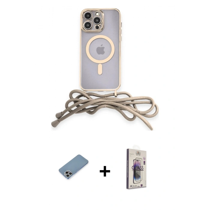 MARSİLYAN™- iPhone 13 Pro Max Kılıf Eksen Özel Seri - Siyah Bilvis 3D Cam Ekran Koruyucu + Shine Kamera Lens Koruma Cam - GI