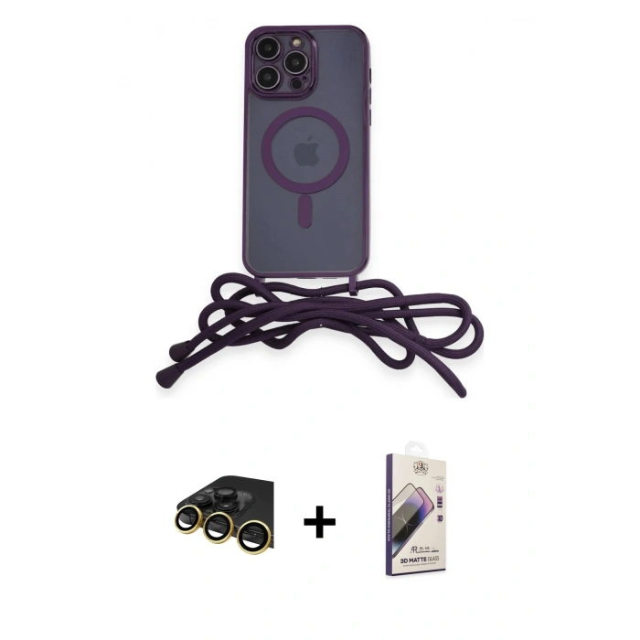 MARSİLYAN™- iPhone 13 Pro Max Kılıf Eksen Özel Seri - Siyah Bilvis 3D Mat Cam Ekran Koruyucu + Raze Metal Kamera Lens - GD