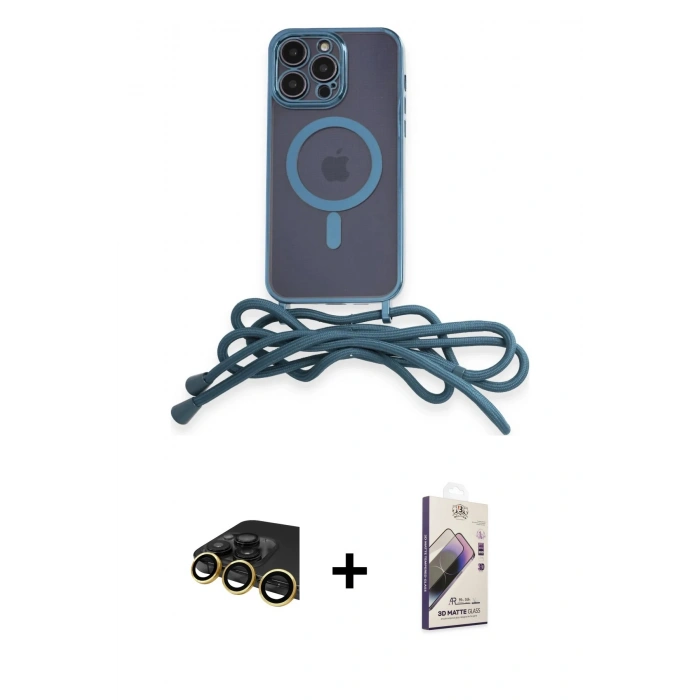 MARSİLYAN™- iPhone 13 Pro Max Kılıf Eksen Özel Seri - Siyah Bilvis 3D Mat Cam Ekran Koruyucu + Raze Metal Kamera Lens - GD