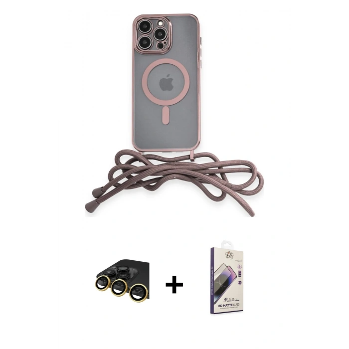 MARSİLYAN™- iPhone 13 Pro Max Kılıf Eksen Özel Seri - Siyah Bilvis 3D Mat Cam Ekran Koruyucu + Raze Metal Kamera Lens - GD
