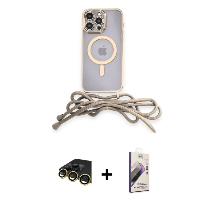 MARSİLYAN™- iPhone 13 Pro Max Kılıf Eksen Özel Seri - Siyah Bilvis 3D Mat Cam Ekran Koruyucu + Raze Metal Kamera Lens - GD