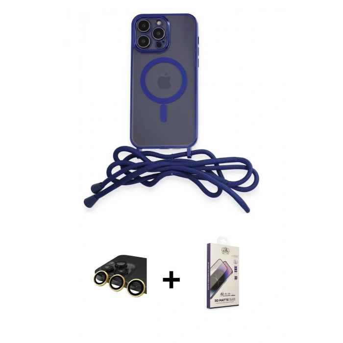 MARSİLYAN™- iPhone 13 Pro Max Kılıf Eksen Özel Seri - Siyah Bilvis 3D Mat Cam Ekran Koruyucu + Raze Metal Kamera Lens - GD
