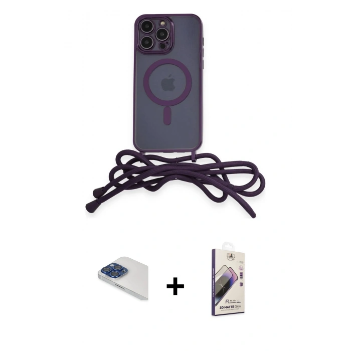 MARSİLYAN™- iPhone 13 Pro Max Kılıf Eksen Özel Seri - Siyah Bilvis 3D Mat Cam Ekran Koruyucu + Lacivert Pers Alüminyum Kamera Lens