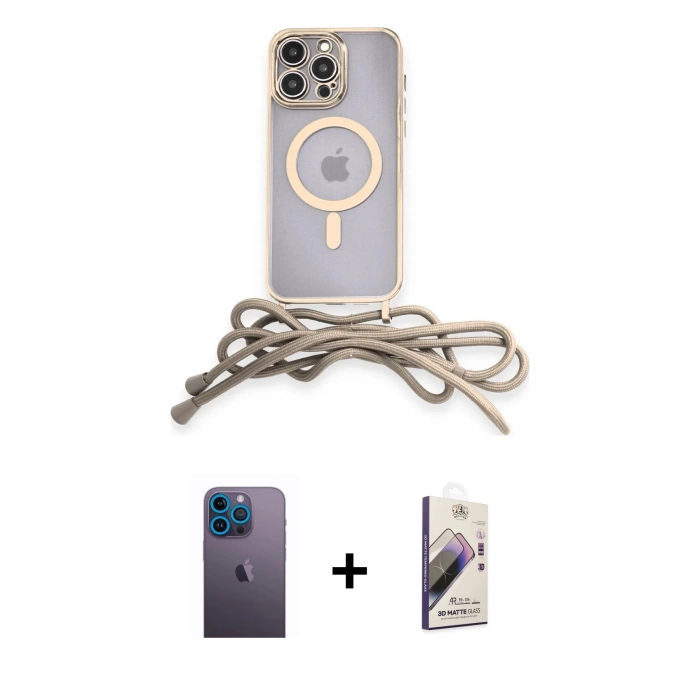 MARSİLYAN™- iPhone 13 Pro Max Kılıf Eksen Özel Seri - Siyah Bilvis 3D Mat Cam Ekran Koruyucu + Neon Fosforlu Kamera Lens - MI